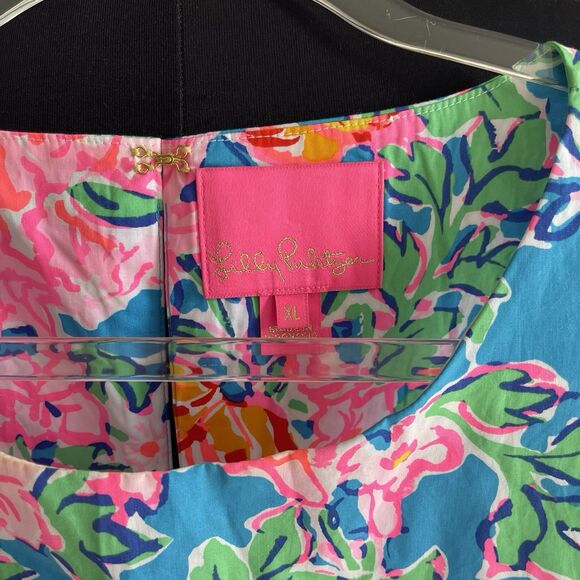 $178 Lilly Pulitzer Trina Swing Dress  XL Multi Rose To The Occasion Poplin - Picture 5 of 6
